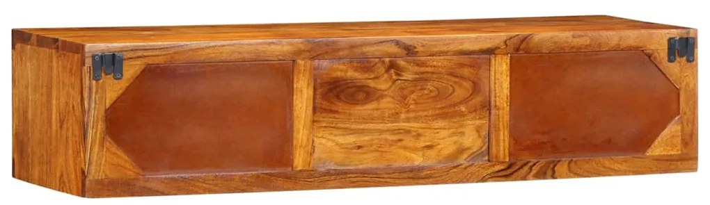 Armário de TV para parede 100x30x22 cm madeira acácia maciça