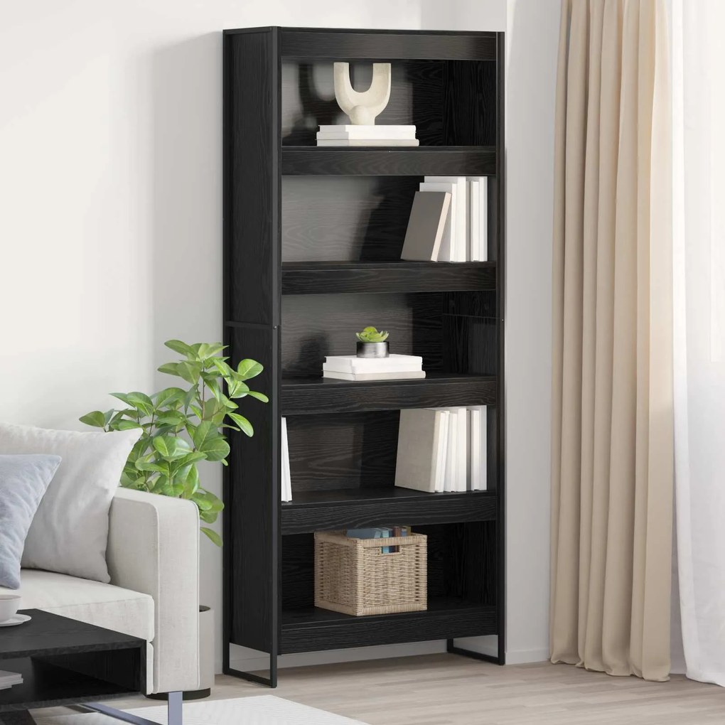 vidaXL Gabinete de Livros 2 pcs Carvalho Preto 80 x 30 x 155 cm