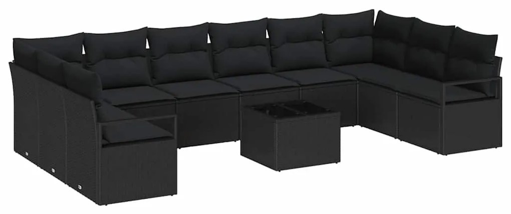 Conjunto de Sofás de Jardim com 11 Peças e Almofadas Beges em Rattan P