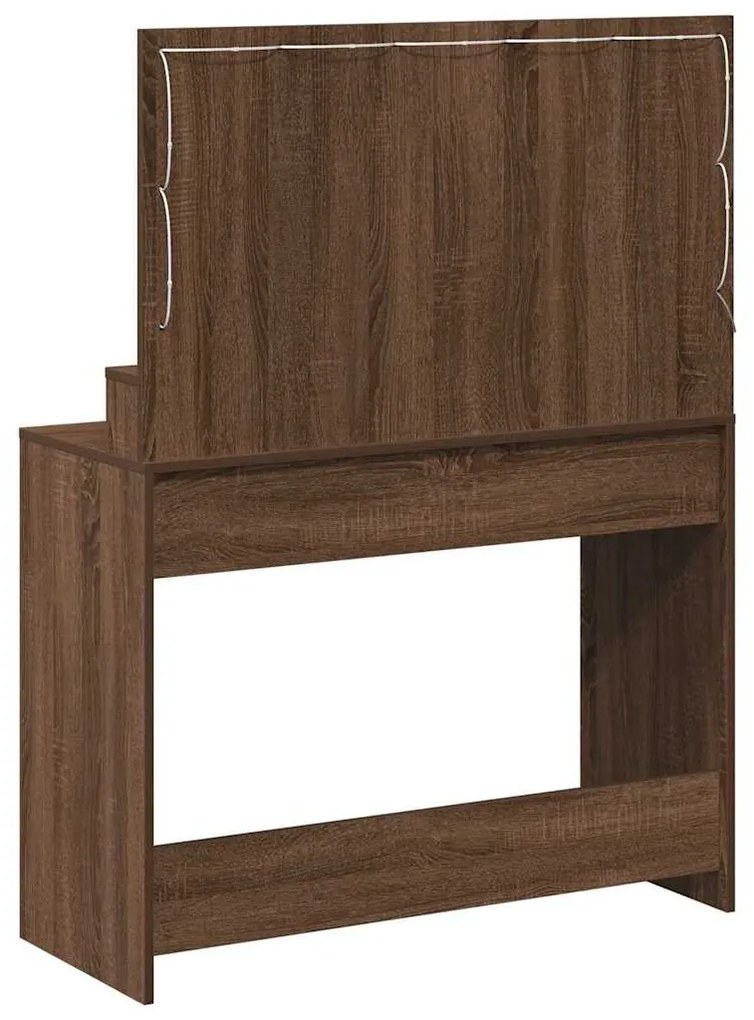 Mesa de Maquiagem vidaXL com Luzes LED em Castanho Carvalho 100x41x135