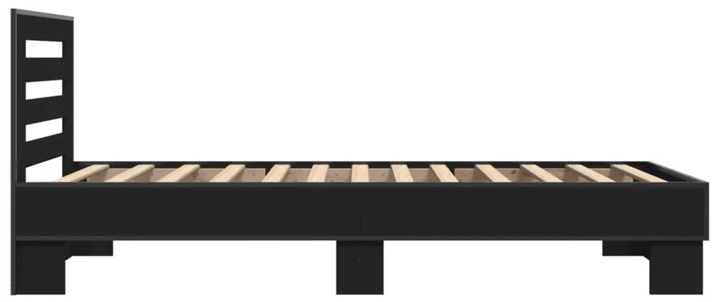 Estrutura de cama 75x190 cm derivados de madeira e metal preto