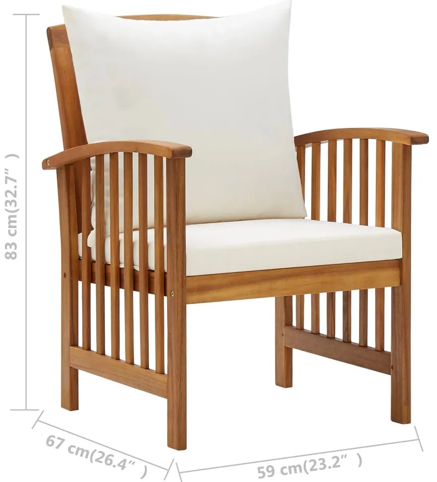 5 pcs conjunto lounge de jardim com almofadões acácia maciça
