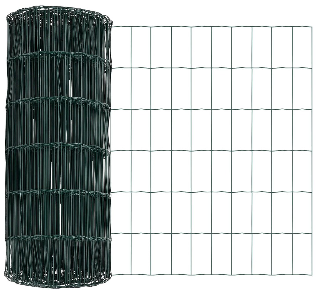 Cerca Euro com 13 Postes de Espeto 0.8x25 m Aço Galvanizado Verde