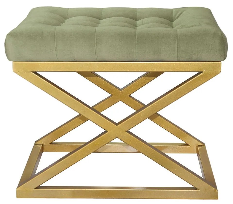 Pouffe Capraz – Dourado e Verde – 50x42x40 cm
