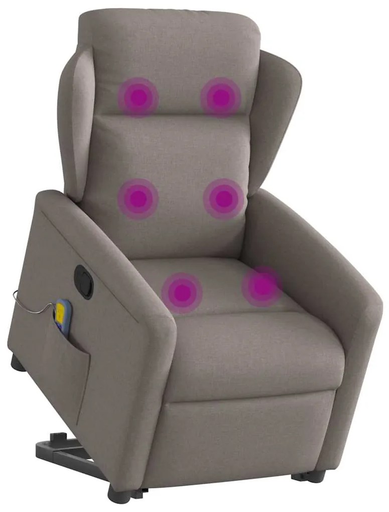 Poltrona elevatória de massagens tecido cinzento-acastanhado
