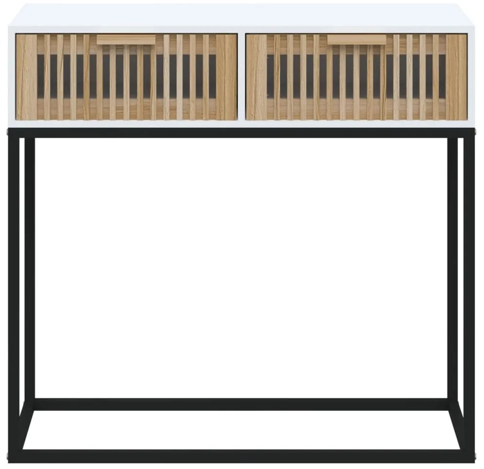 Mesa consola 80x30x75 cm derivados de madeira e ferro branco