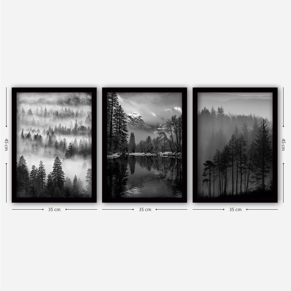 Pintura Decorativa com Moldura 3SC07 – Multicolor – 35 x 45 cm (Conjun