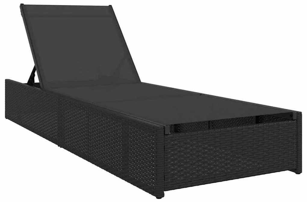 Espreguiçadeira Preta 60x200x27 cm Rattan Sintético