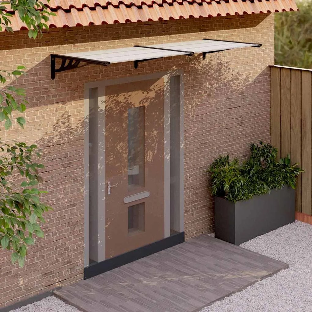 Toldo para porta 239x90 cm policarbonato preto/transparente