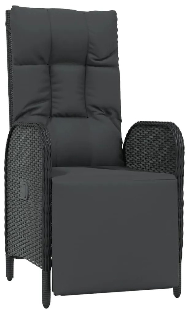 9 pcs conjunto de jantar p/ jardim c/ almofadões vime PE preto
