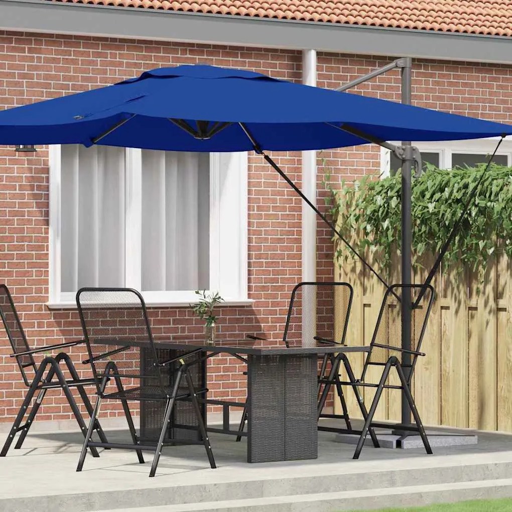 vidaXL Parasol Roma Azul 286 x 284 x 265 cm Alumínio e Poliéster