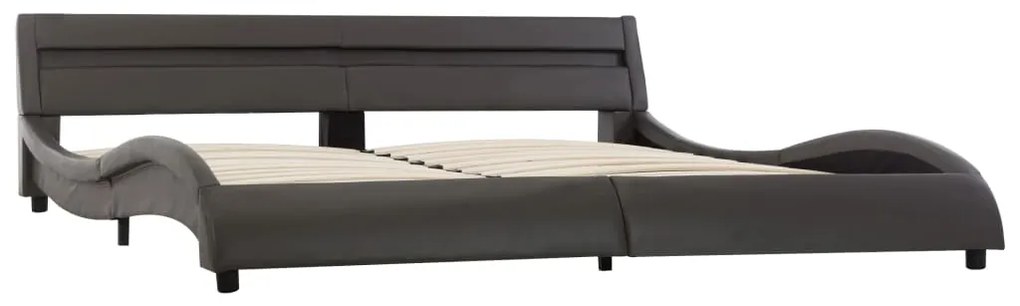 Estrutura de cama c/ LEDs 180x200 cm couro artificial cinzento