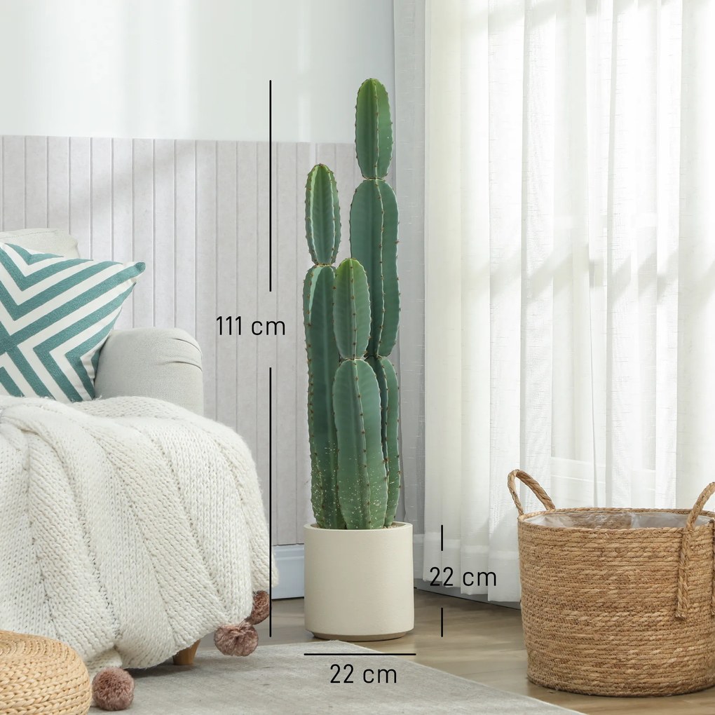 Cacto Artificial, 25 x 25 x 111 cm, Grande Realismo, Verde