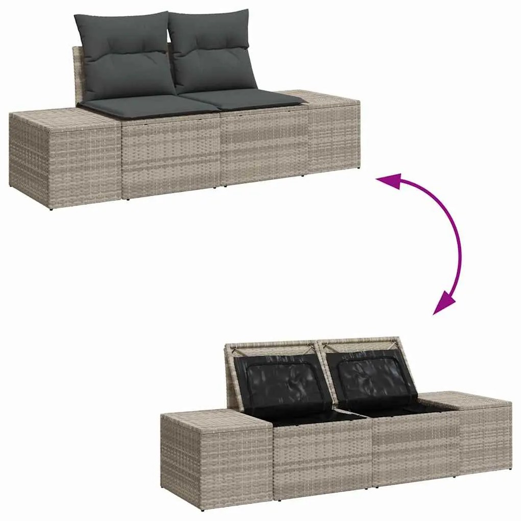 Conjunto de Sofá de Jardim de 6 Peças com Almofadas Cinza Claro em Rat