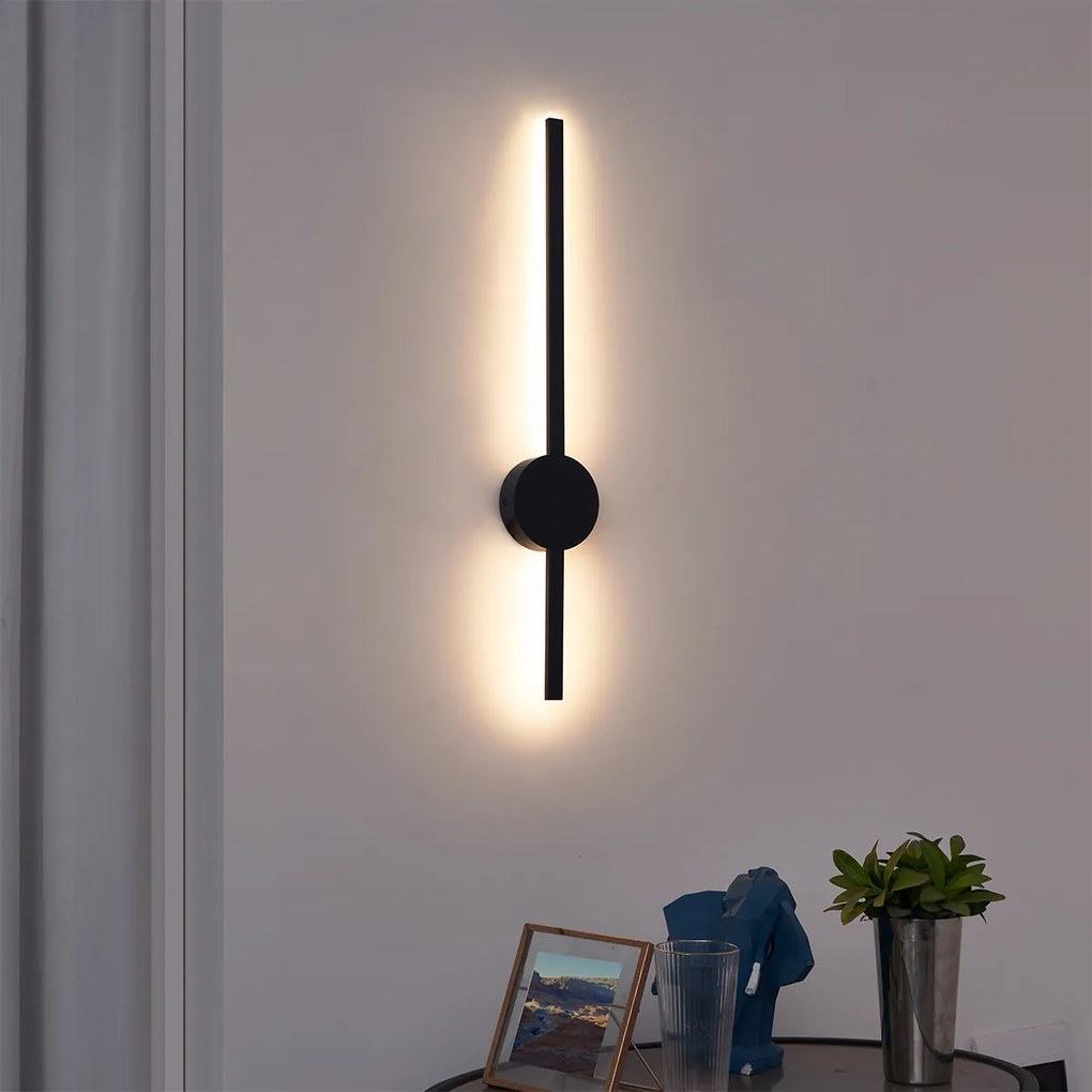 Candeeiro de parede moderno preto 60cm incl. LED - Clockwise Moderno