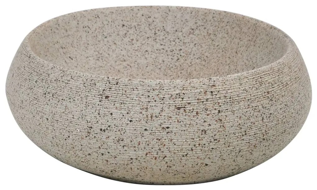 Lavatório de bancada oval 59x40x15 cm cerâmica cor de areia