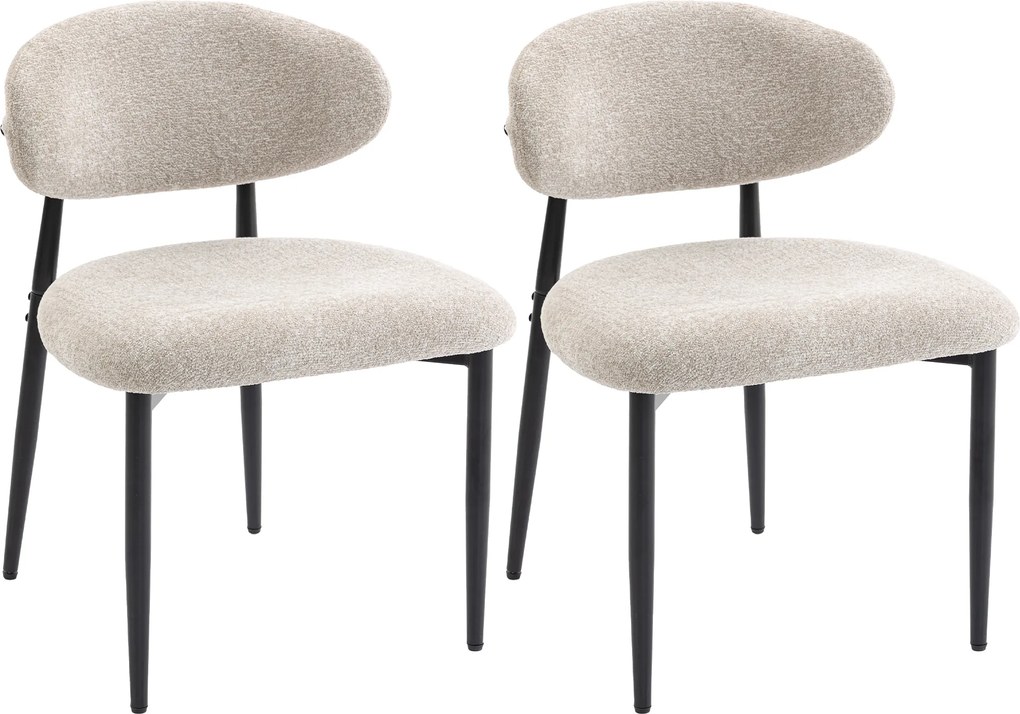 HOMCOM Cadeiras de Jantar Estofadas Cadeiras de Cozinha com Pernas de Aço Bege | Aosom Portugal