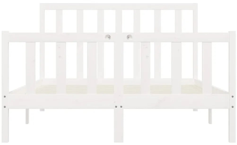 Estrutura de cama 140x200 cm madeira maciça branco