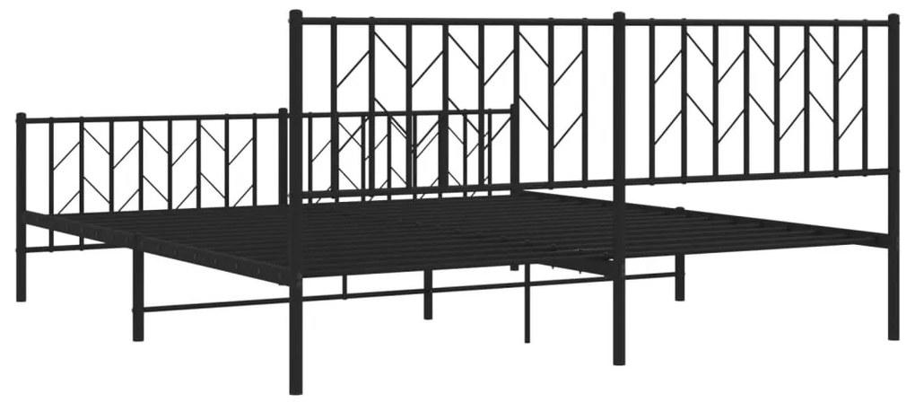 Estrutura de cama com cabeceira e pés 183x213 cm metal preto