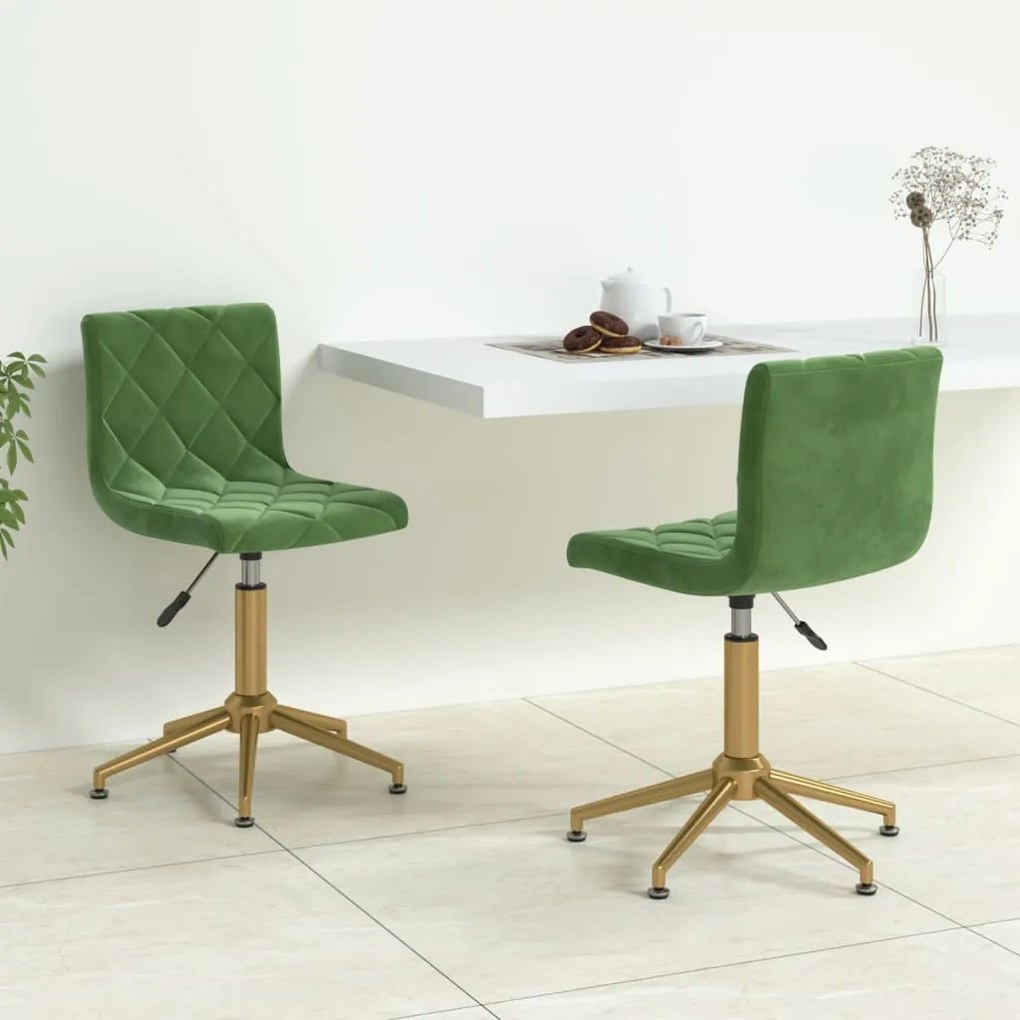 vidaXL Cadeiras de jantar giratorias 2 pcs veludo verde-escuro