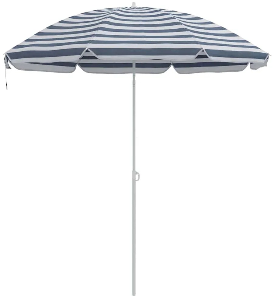 Parasol de Praia vidaXL com Poste de Alumínio Azul e Branco 300 cm