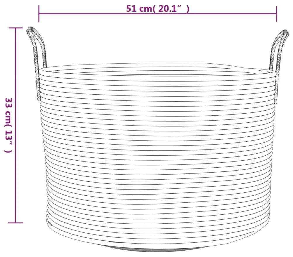 Cesto de arrumação Ø51x33 cm algodão bege e branco