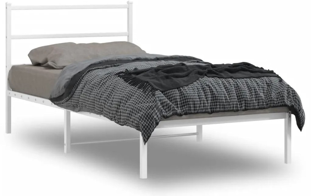 vidaXL Estrutura de cama com cabeceira 100x200 cm metal branco