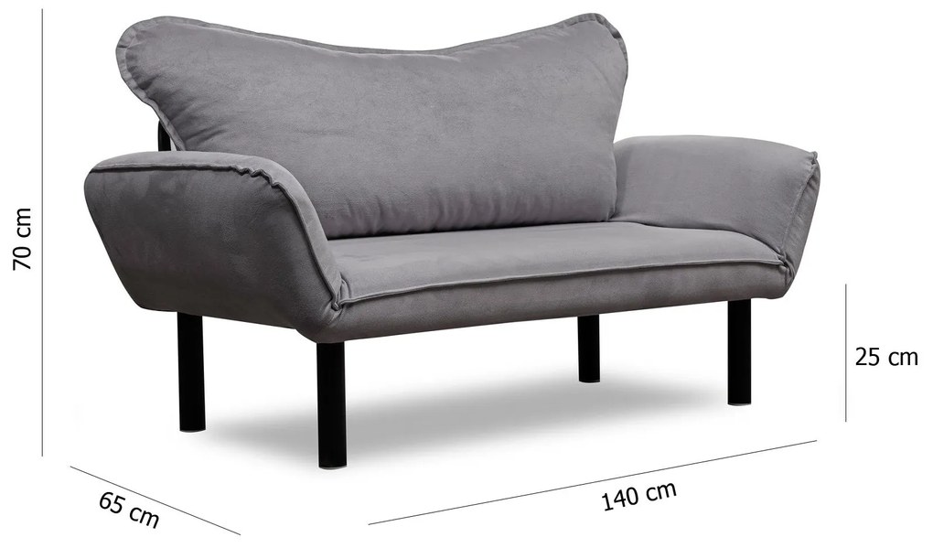 Sofá Cama "Chatto" – Cinzento  – 180x65x70 cm – Design Moderno