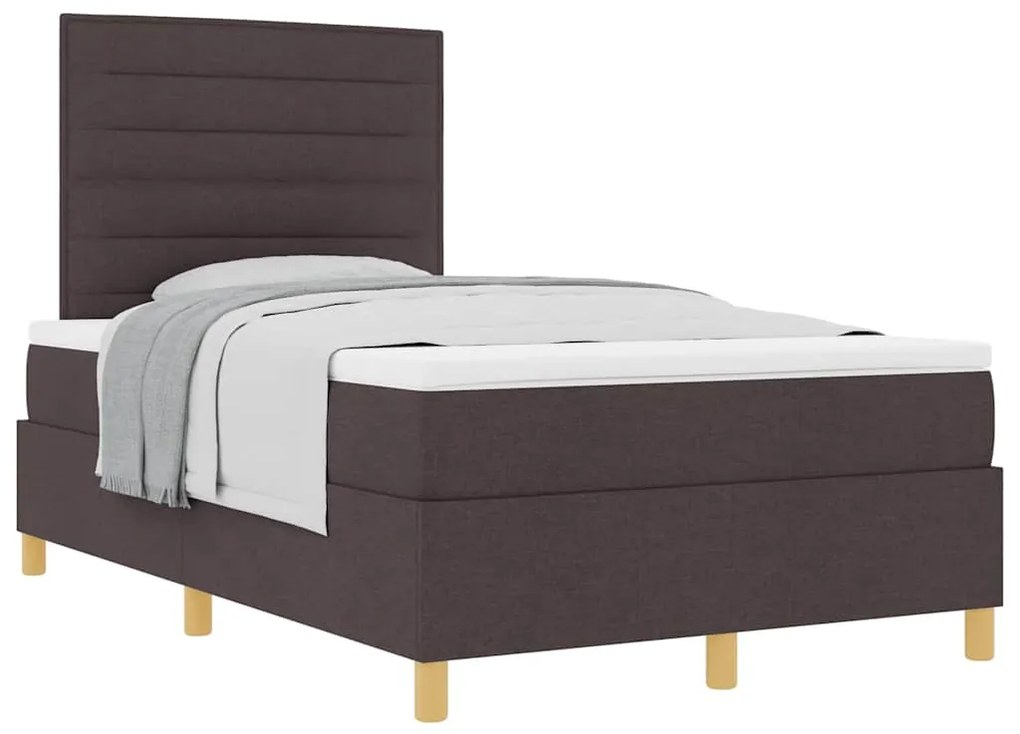 Cama Box com Colchão Castanho Escuro Cama Pequena de Tecido