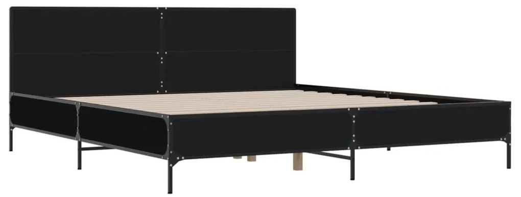 Estrutura de cama 180x200 cm derivados de madeira/metal preto