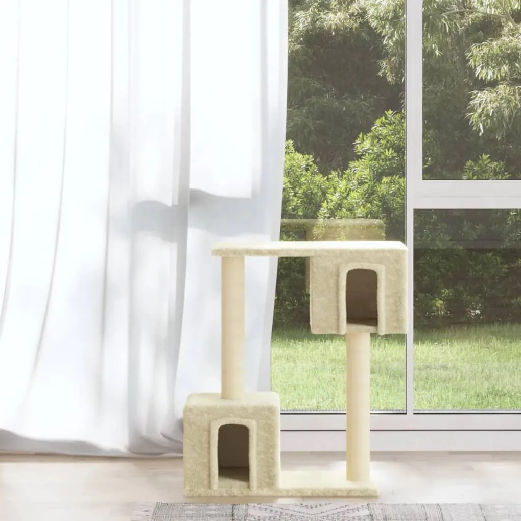 vidaXL Árvore para gatos c/ postes arranhadores sisal 60 cm cor creme
