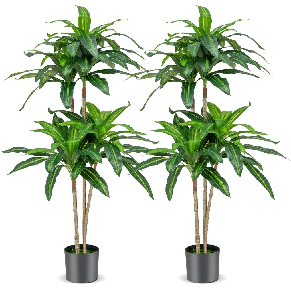 Árvore artificial 140 cm com vaso decorativo planta falsa dracaena com 92 folhas planta verde realista em vaso para interior e exterior Verde