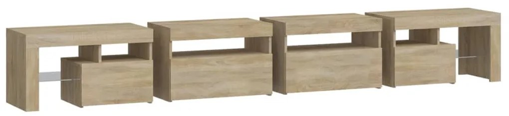 Móvel de TV com luzes LED 260x36,5x40 cm carvalho sonoma