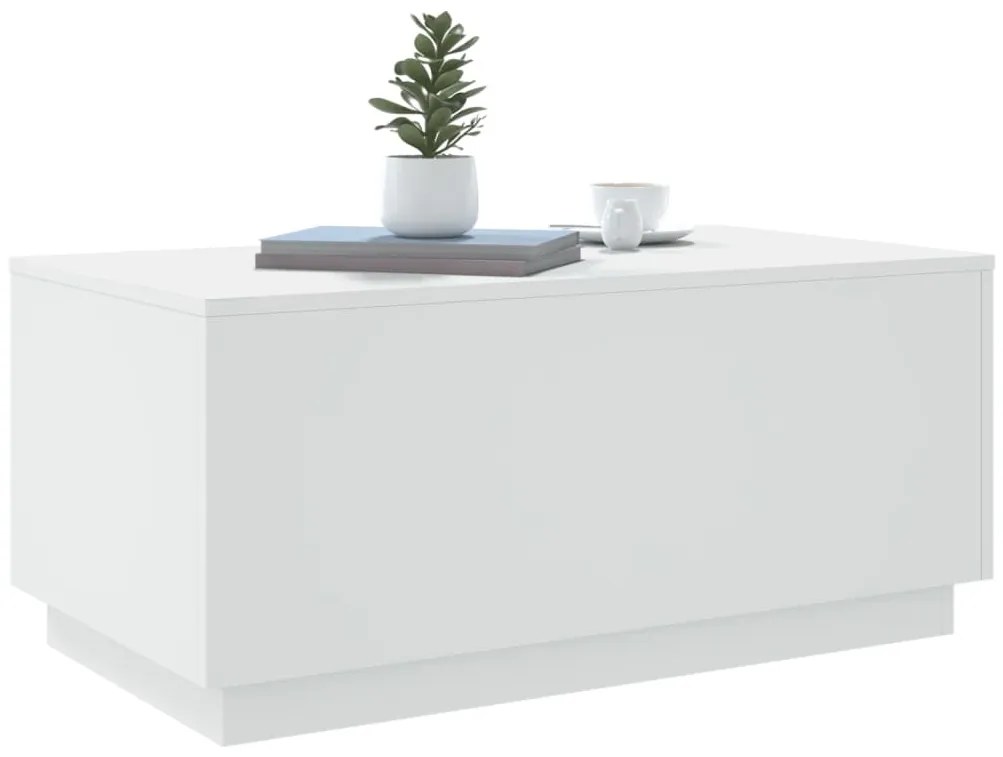 Mesa de centro com luzes LED 90x50x40 cm branco