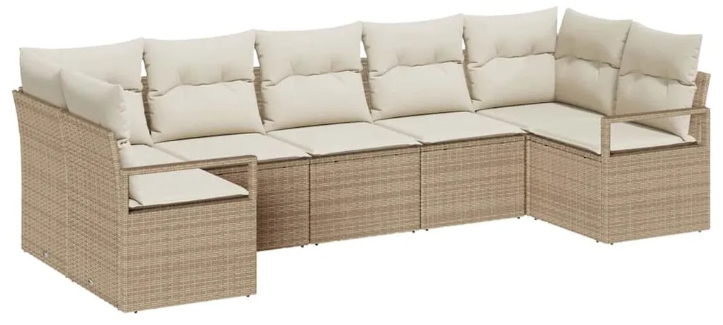 Sofá de Jardim Modular de 7 Peças com Almofadas Bege