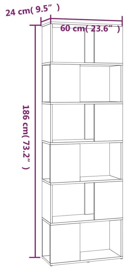 Estante/divisória 60x24x186 cm cinzento sonoma