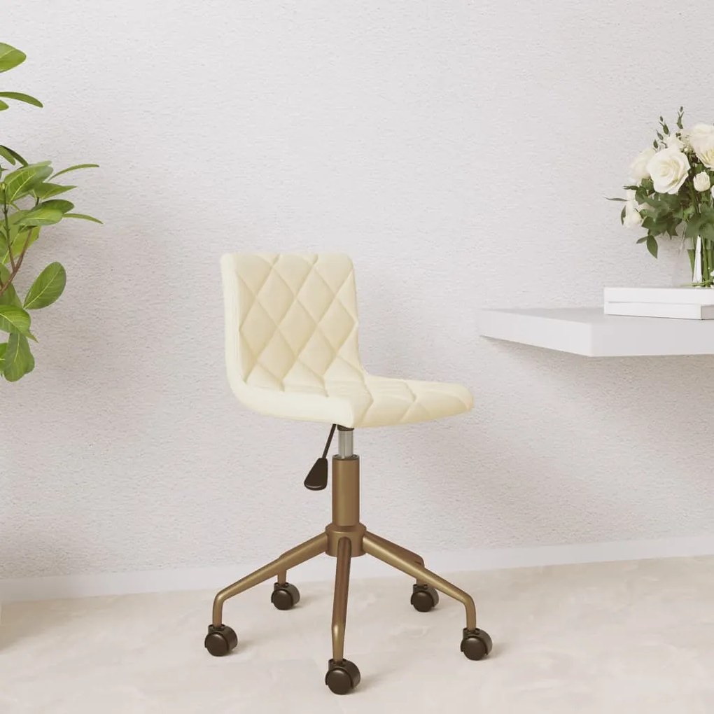 vidaXL Cadeira de jantar giratória veludo cor creme