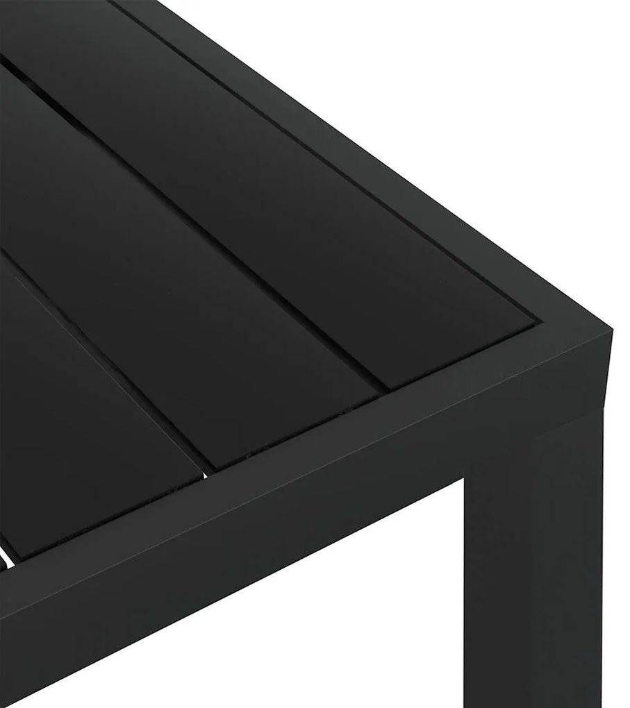 Mesa de jardim em alumínio e WPC 80x80x74 cm preto