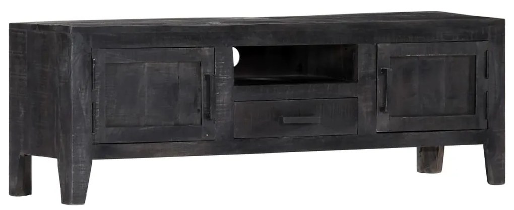 Móvel de TV 118x30x40 cm madeira de mangueira maciça preto