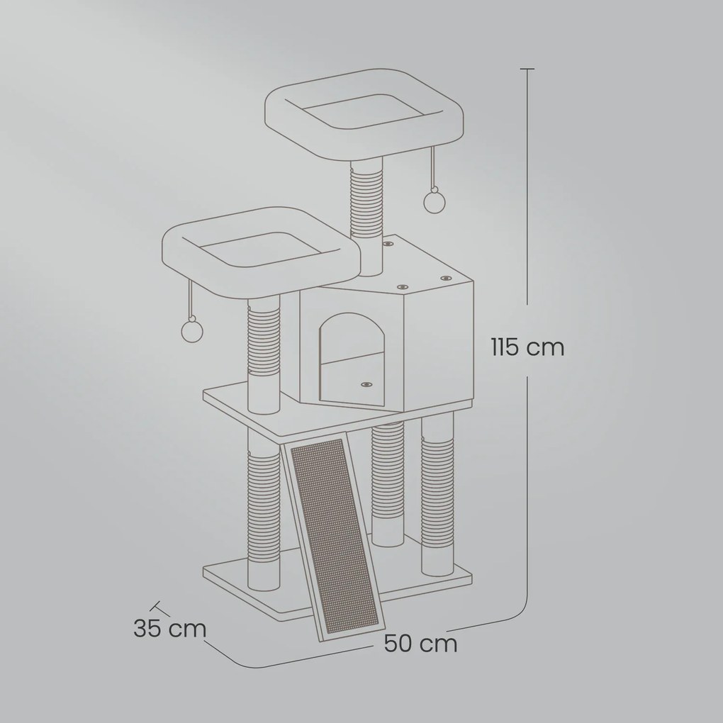 Arranhador para gatos 50 x 35 x 115 cm cinzento claro