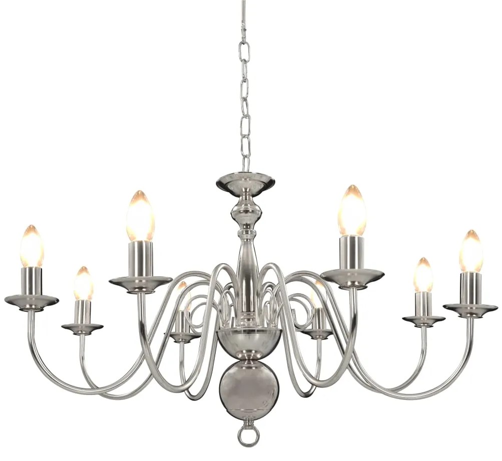 vidaXL Lustre de 8 lâmpadas E14 prateado