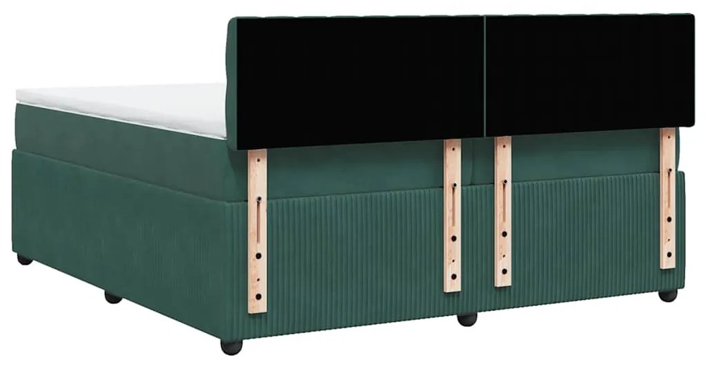 Cama com molas/colchão 200x200 cm veludo verde-escuro