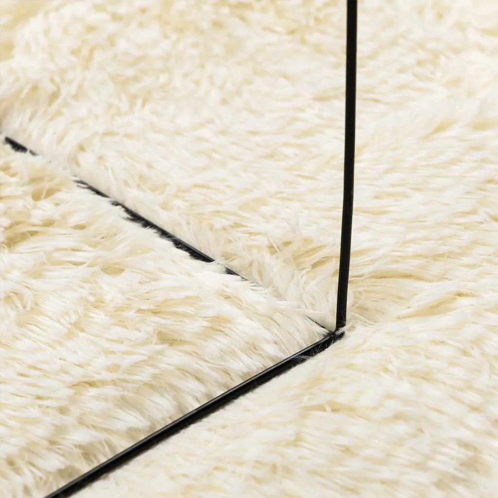 Tapete shaggy de pelo alto NAVARRA 240x240 cm poliéster creme