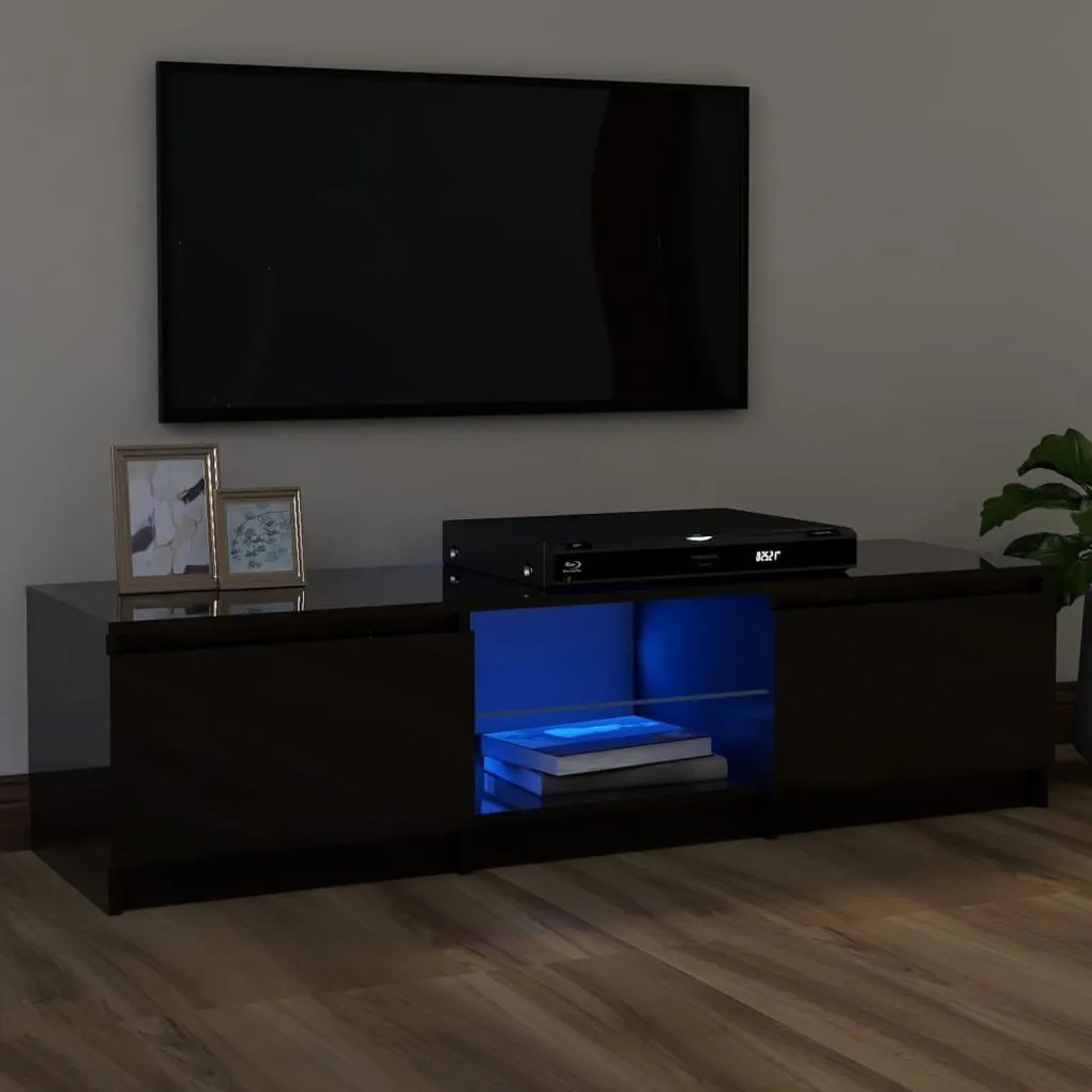 Móvel de TV com luzes LED 120x30x35,5 cm cinzento brilhante