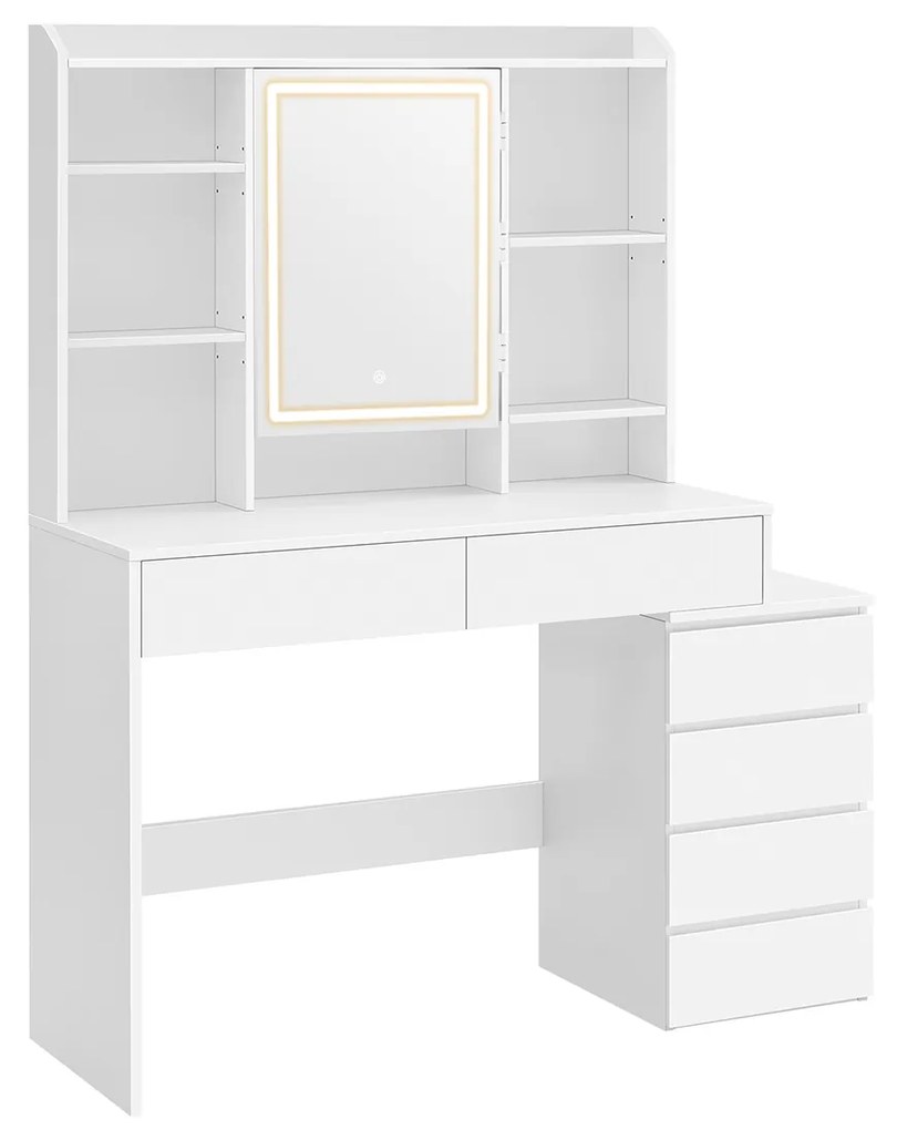 Toucador com iluminação LED moderno 40 x 118,3 x 145 cm em branco