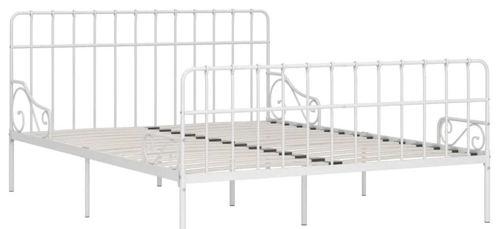 Estrutura de cama com estrado de ripas 200x200 cm metal branco