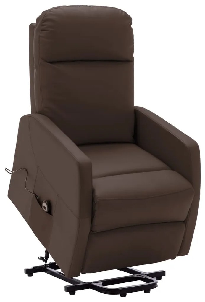 vidaXL Poltrona elevatória couro artificial castanho