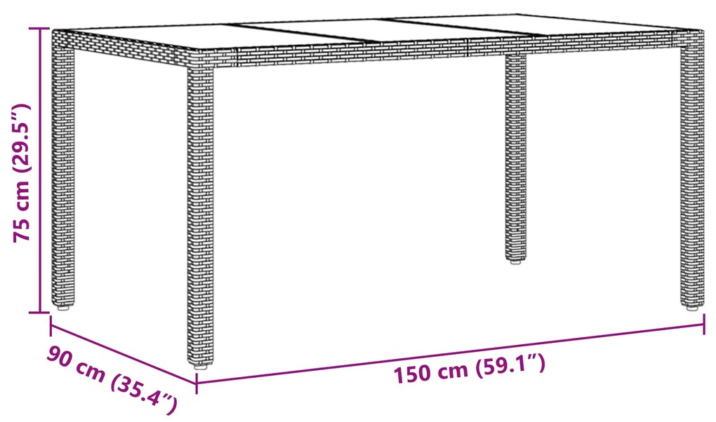 Conjunto de Jantar para Jardim de 7 Peças com Almofadas em Rattan Sint