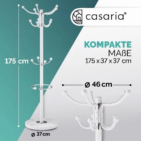 Cabide Porta-casacos com base em mármore, altura 173 cm branco