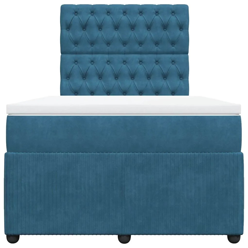 Cama boxspring com colchão 120x200 cm veludo azul